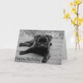 Mops Welpen Hund Happy Birthday Card - Verse drinn Karte (Gelbe Blume)