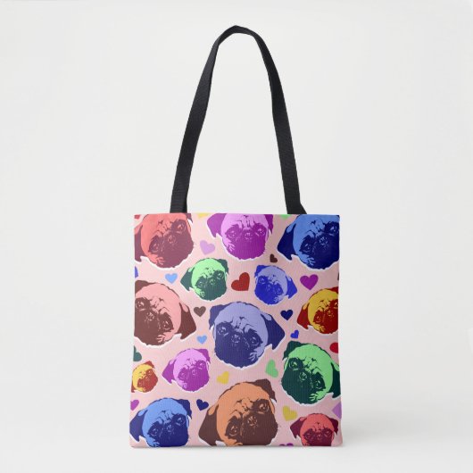 Mops Welpen Hund Liebe Herz Muster Tasche (Vorderseite)
