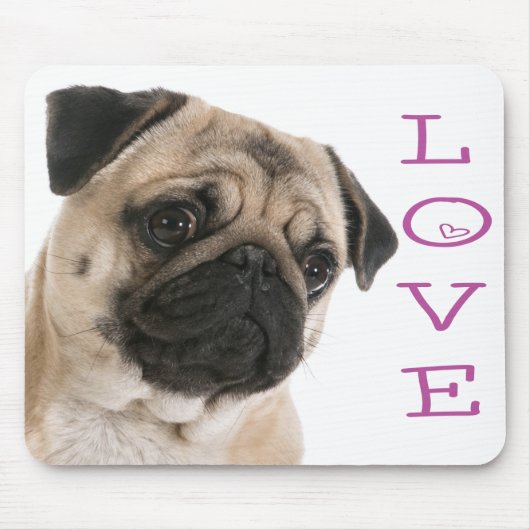 Mops Welpen Hund Lila Herz LoveMousepad Mousepad (Vorne)
