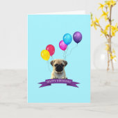 Mops-Welpen-Hundealles- Gute zum Karte (Gelbe Blume)