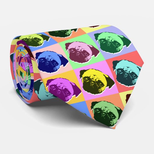 Mops-Welpen-HundeLiebe-Herz-Muster Krawatte (Gerollt)