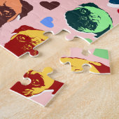 Mops-Welpen-HundeLiebe-Herzen Puzzle (Seite)