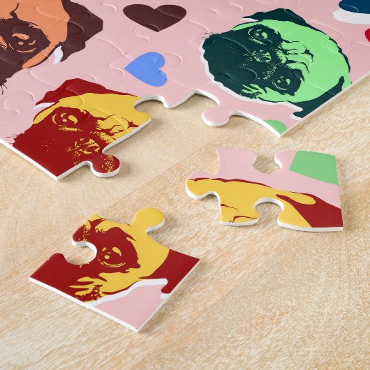 Mops-Welpen-HundeLiebe-Herzen Puzzle (Seite)