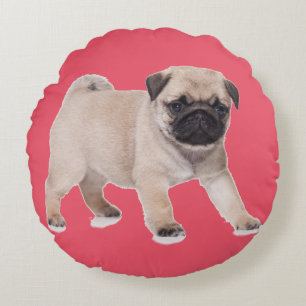 Mops-Welpen-Hunderundes Throw-Kissen Rundes Kissen