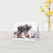 Mops Welpen Karte (Gelbe Blume)