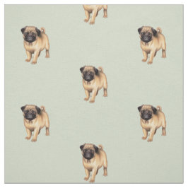 Mops-Welpen-Liebe gebürstetes Baumwollgewebe Stoff