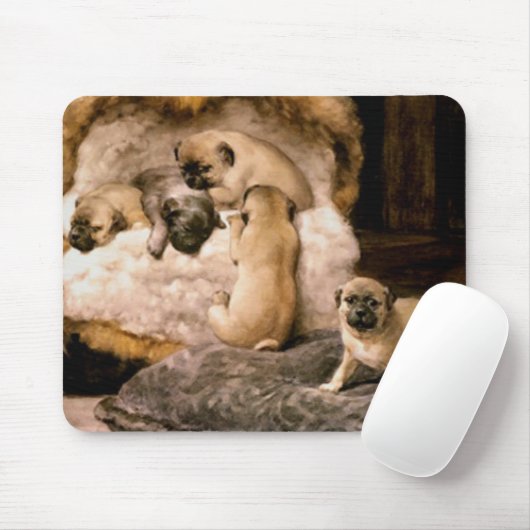 Mops-Welpen Mousepad (Mit Mouse)