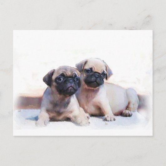 Mops Welpen Postkarte (Vorderseite)