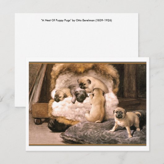 Mops Welpen Postkarte (Vorne/Hinten)