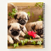 Mops Welpen unter Blume SpiralNotebook Notizblock (Rückseite)