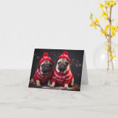 Mops Welpen Weihnachtskarte Karte (Gelbe Blume)