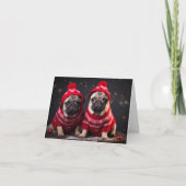 Mops Welpen Weihnachtskarte Karte (Vorderseite)