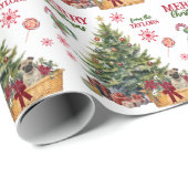 Mops Welpenkörbe unter dem Baum Geschenkpapier (Rolleneckpunkt)