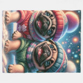 "Mops Welpen's First Snowfall - Whimsical Winter" Fleecedecke (Vorderseite (Horizontal))