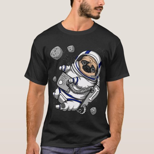 Mops Weltraumastronaut T-Shirt (Vorderseite)