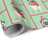 Mops-Wintermuster Geschenkpapier (Rolleneckpunkt)