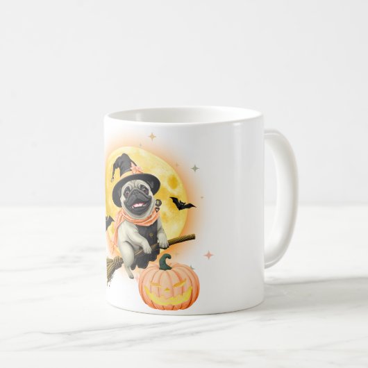 "Mops Wizard Tasse - Magical & Niedlich Mops Coffe (VorderseiteRechts)
