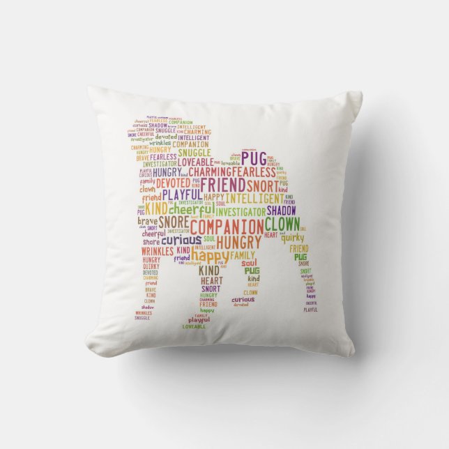 Mops-Wolken-Kissen Kissen (Vorderseite)