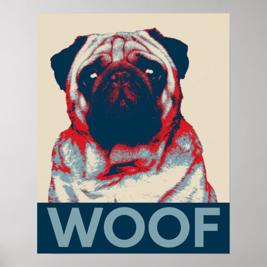 Mops Woof Retro Hope Poster (Vorne)