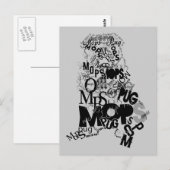 Mops-Wortkunst gemacht Silhouette modern retro Postkarte (Vorne/Hinten)