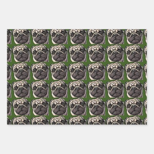 Mops-Wrapper Geschenkpapier Set (Vorderseite 3)