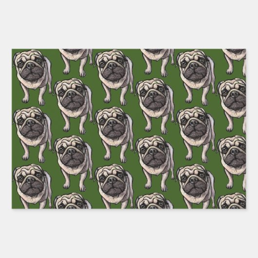 Mops-Wrapper Geschenkpapier Set (Vorderseite)