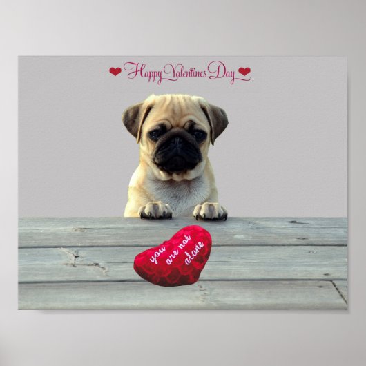 Mops wünscht Happy Valentine's Day Herzpostposter Poster (Vorne)