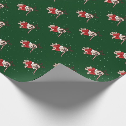 Mops Xmas Geschenkpapier (Ecke)