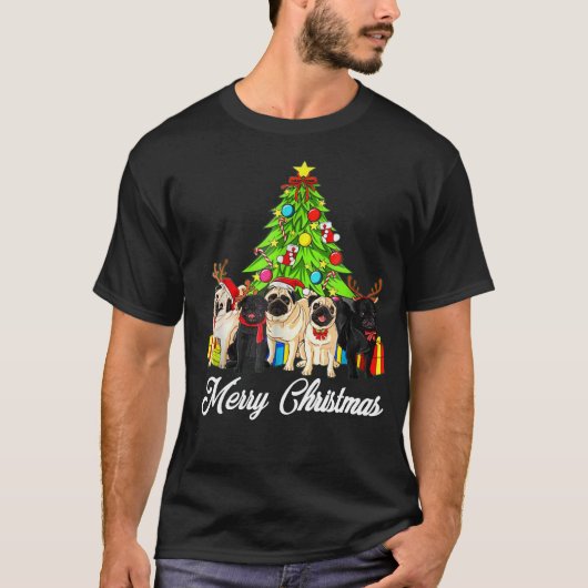 Mops Xmas Shirt Gaben Frohe Weihnachtsbaum (Vorderseite)