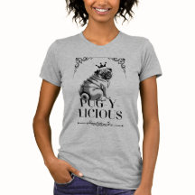 Mops-y-licious Mops Dog Mama Gray Tri-Blend Shirt