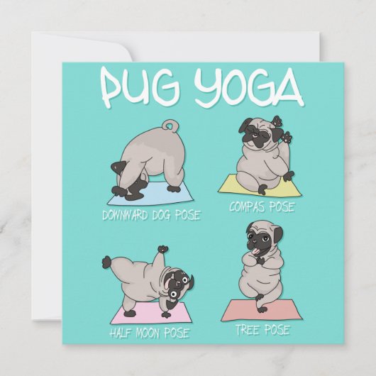 Mops Yoga Feiertagskarte (Vorderseite)