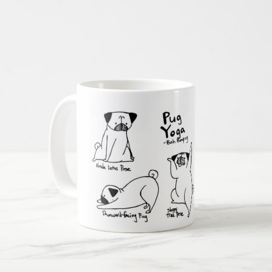 Mops-Yoga Kaffeetasse (Vorderseite Links)