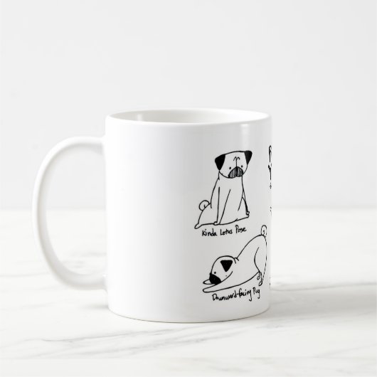 Mops-Yoga Kaffeetasse (Links)