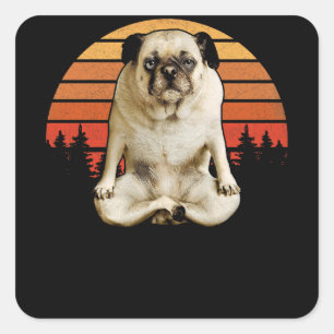 Mops Yoga Mandala Spirituelle Meditation Quadratischer Aufkleber