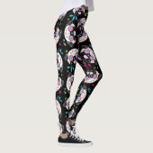 Mops-Zuckerschädel-Muster auf Schwarzem Leggings (Rechts)