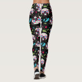 Mops-Zuckerschädel-Muster auf Schwarzem Leggings (Rückseite)