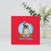 Mops zur Weihnachtskarte Feiertagskarte (Stehend Vorderseite)