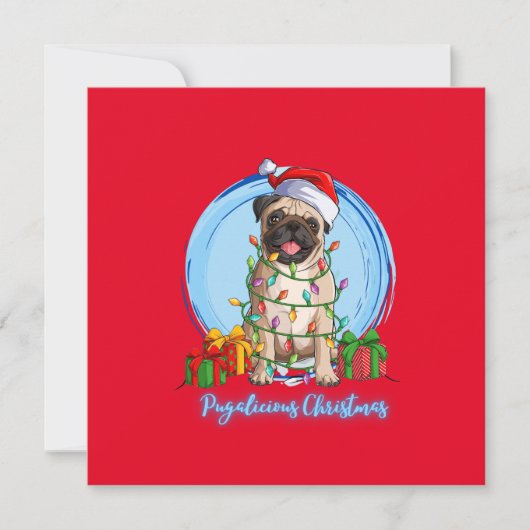 Mops zur Weihnachtskarte Feiertagskarte (Vorderseite)