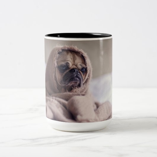 Mops Zweifarbige Tasse (Mittel)