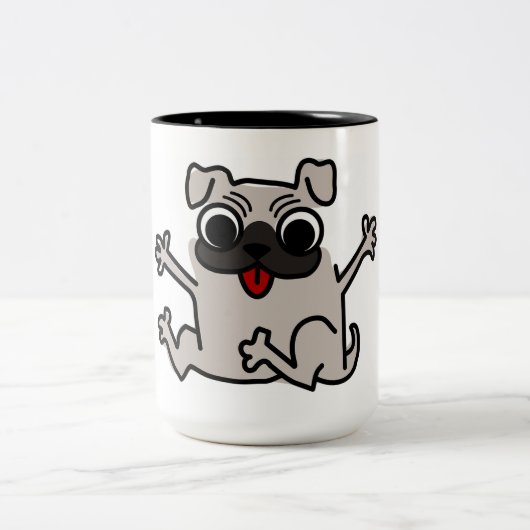 Mops Zweifarbige Tasse (Mittel)