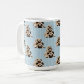 Möpse auf blauen Streifen Kaffeetasse (Vorderseite Links)