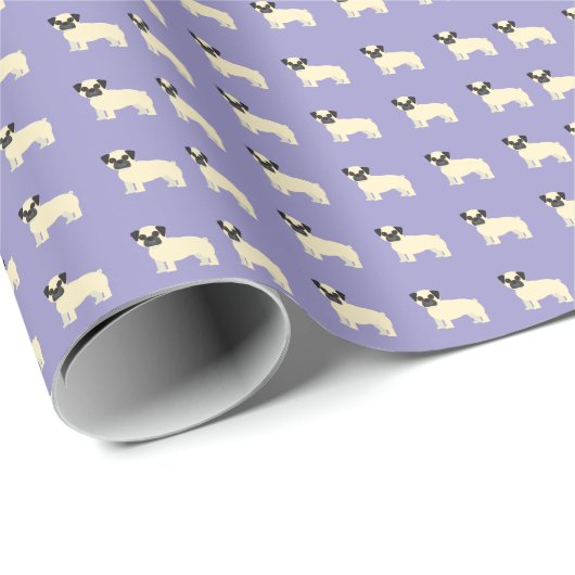 Möpse, Blasslila Geschenkpapier (Rolleneckpunkt)