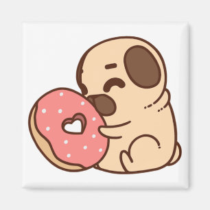 Möpse donut Puppy Bulldog Haustier Cartoon Magnet