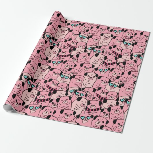 Möpse Geschenkpapier (Ungerollt)