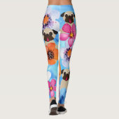 Möpse im Blumen-Garten Leggings (Rückseite)