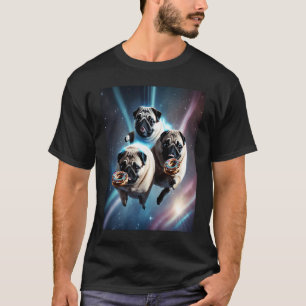 Möpse im Weltraum mit Donuts Süße Mops-Jungen Mädc T-Shirt
