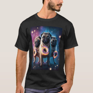 Möpse im Weltraum mit Donuts Süße Mops-Jungen Mädc T-Shirt