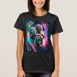 Möpse im Weltraum mit Donuts Süße Mops-Jungen Mädc T-Shirt