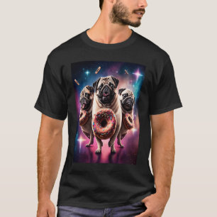 Möpse im Weltraum mit Donuts Süße Mops-Jungen Mädc T-Shirt