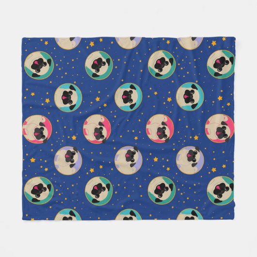 Möpse in den Sternen Fleecedecke (Vorderseite (Horizontal))